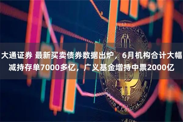 大通证券 最新买卖债券数据出炉,6月机构合计大幅减持存单7000多亿,广义基金增持中票2000亿