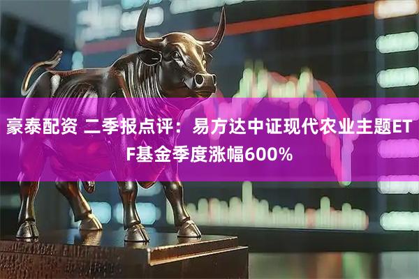 豪泰配资 二季报点评：易方达中证现代农业主题ETF基金季度涨幅600%